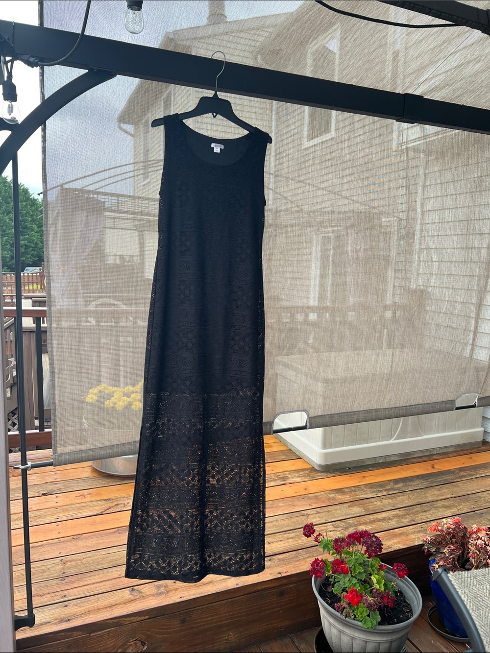 Xhilaration black lace boho maxi sleeveless delicate sheer detailing dress